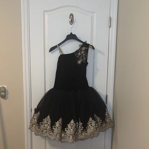 Wish Black and Gold One-Shoulder Tutu Dress Adult large